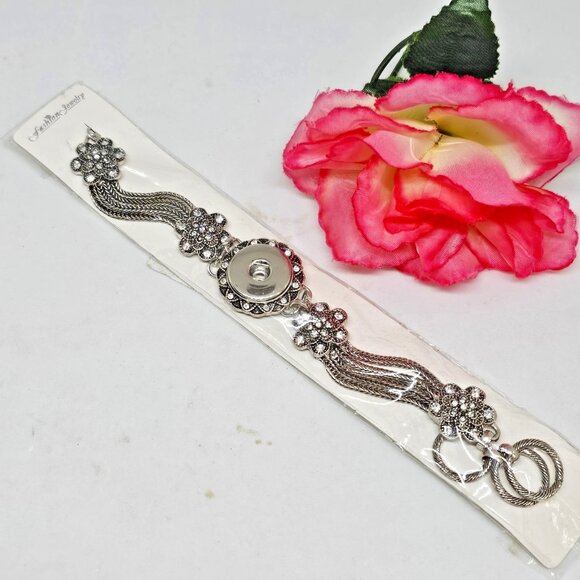 Unbranded Jewelry - One 1 Snap Multi Chain Rhinestone Bracelet Interchangeable Silver Tone New